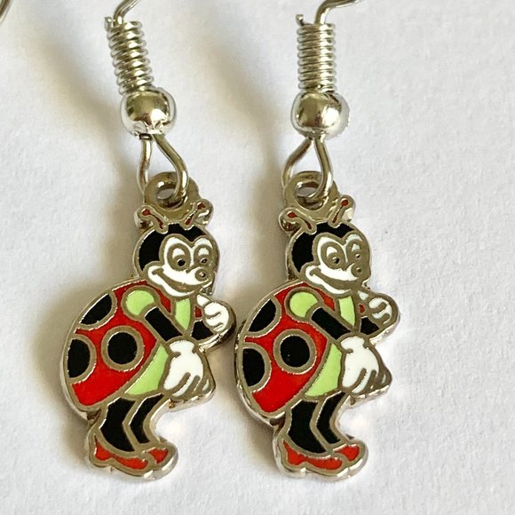 Vintage Disney Francis Ladybug Earrings It's a Bugs Life Charm Dangle Enamel - Picture 2 of 9